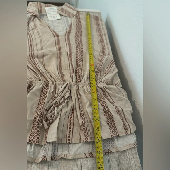 143 Story Lead Me On Tie Top Cream Stripe Long Sleeve Boho Size Small NWT - Picture 3 of 8